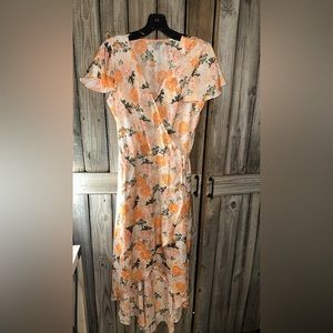 Long floral silky dress.Very elegant.